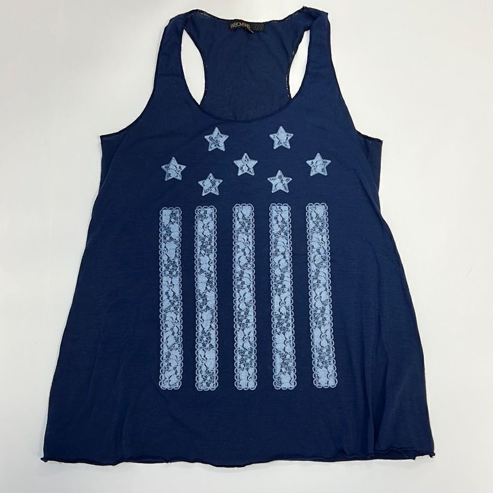 Weavers Women’s Navy Blue USA Tank Top Size Small